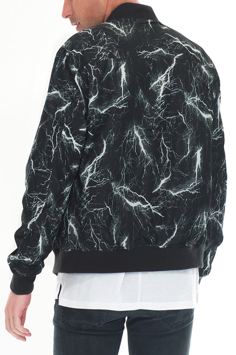 Bolt Print Bomber Jacket