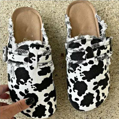 Women's Vintage Canvas Loafers - Round Toe Slip-On Clogs