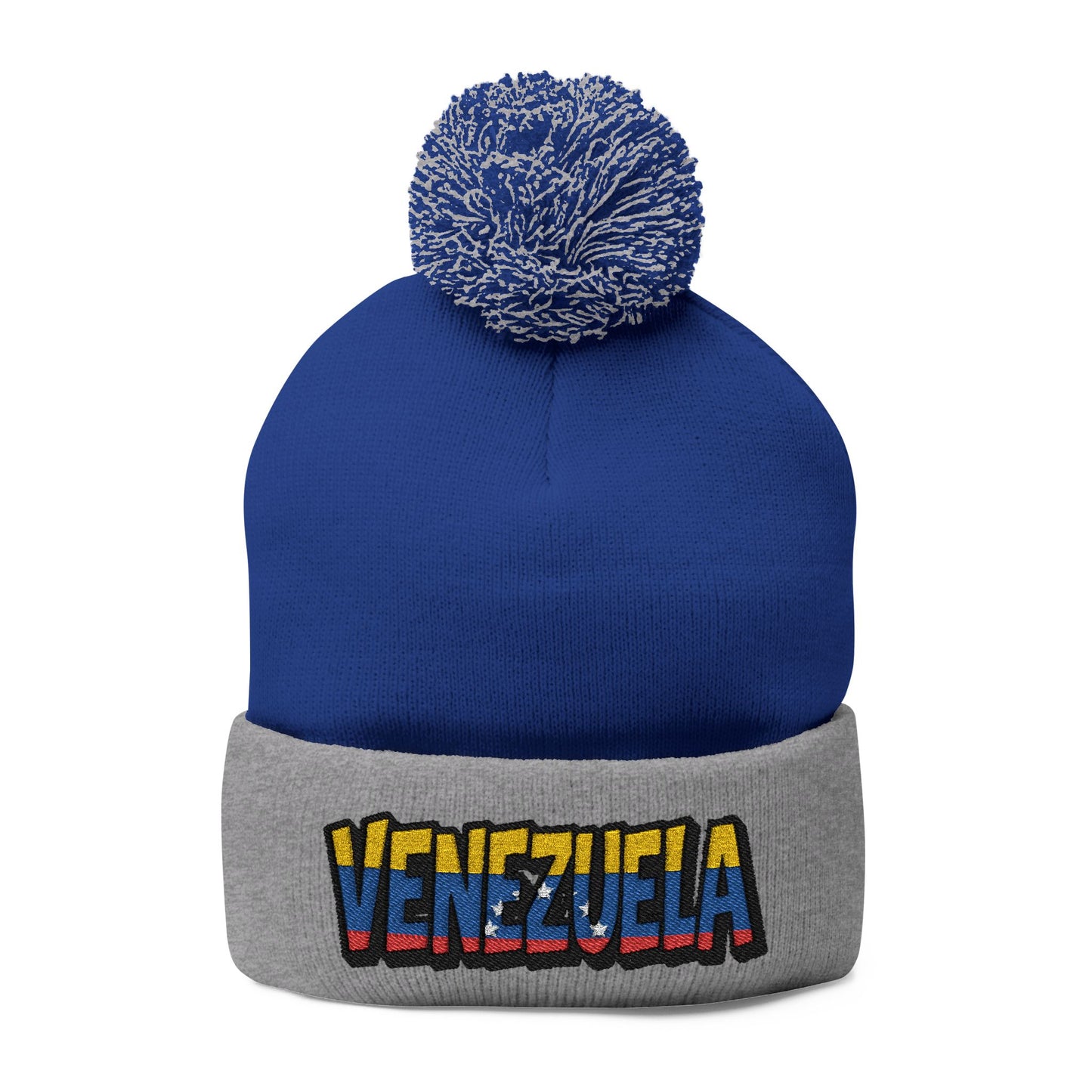 Venezuela Embroidered Pom-Pom Knit Cap