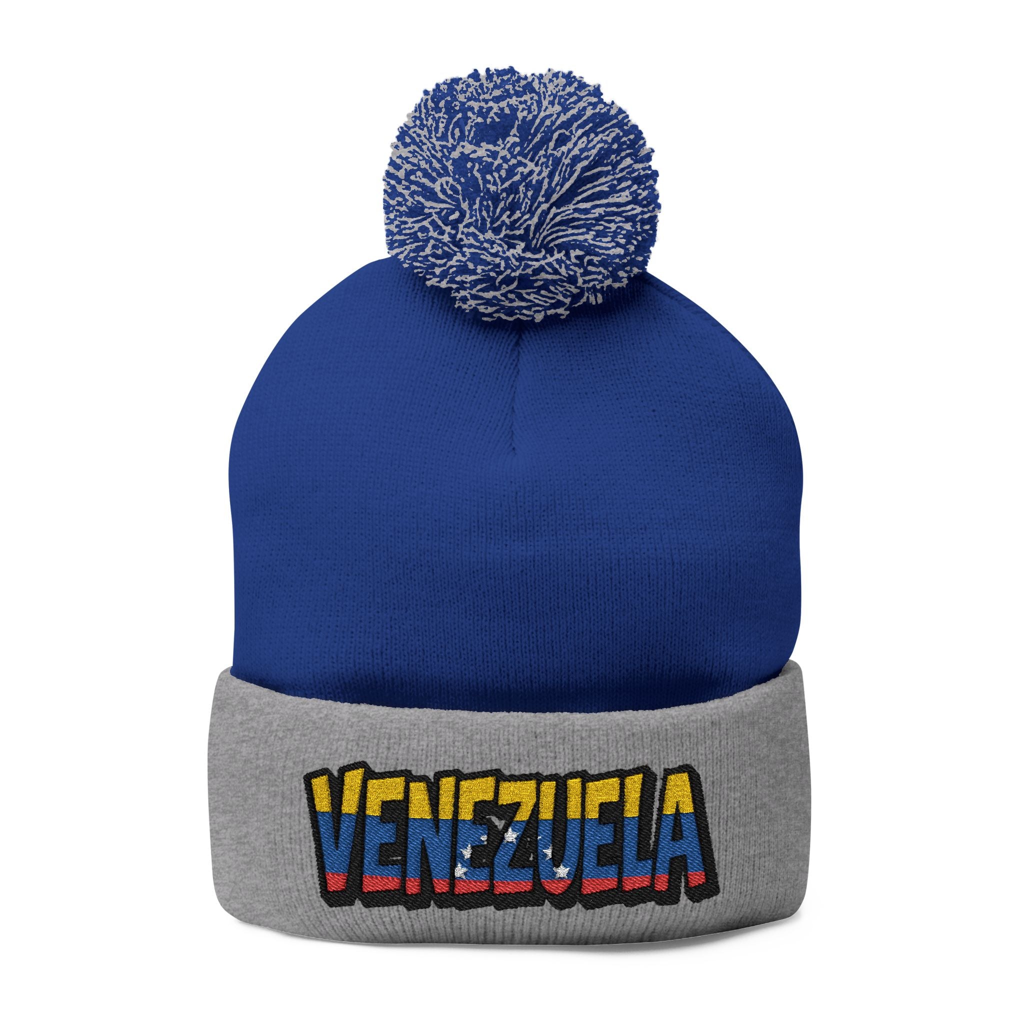 Venezuela Embroidered Pom-Pom Knit Cap