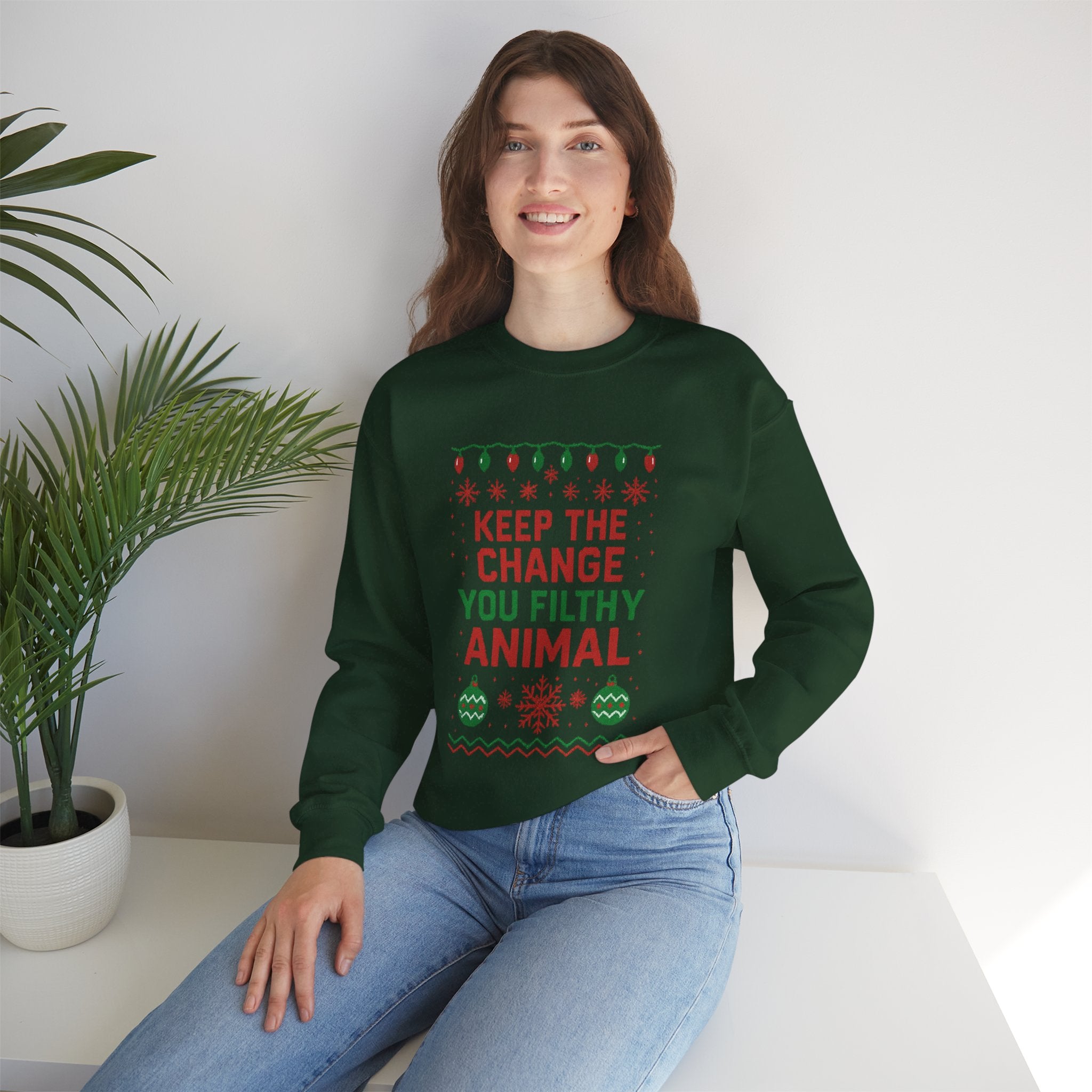 Festive Sweatshirt: 'Keep the Change, You Filthy Animal'