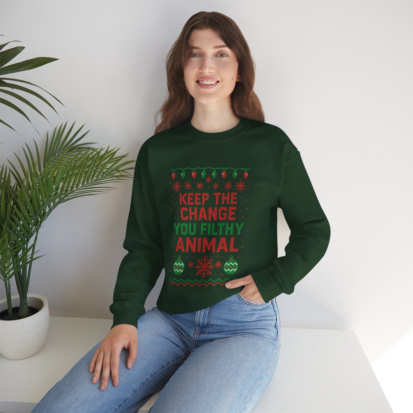 Festive Sweatshirt: 'Keep the Change, You Filthy Animal'