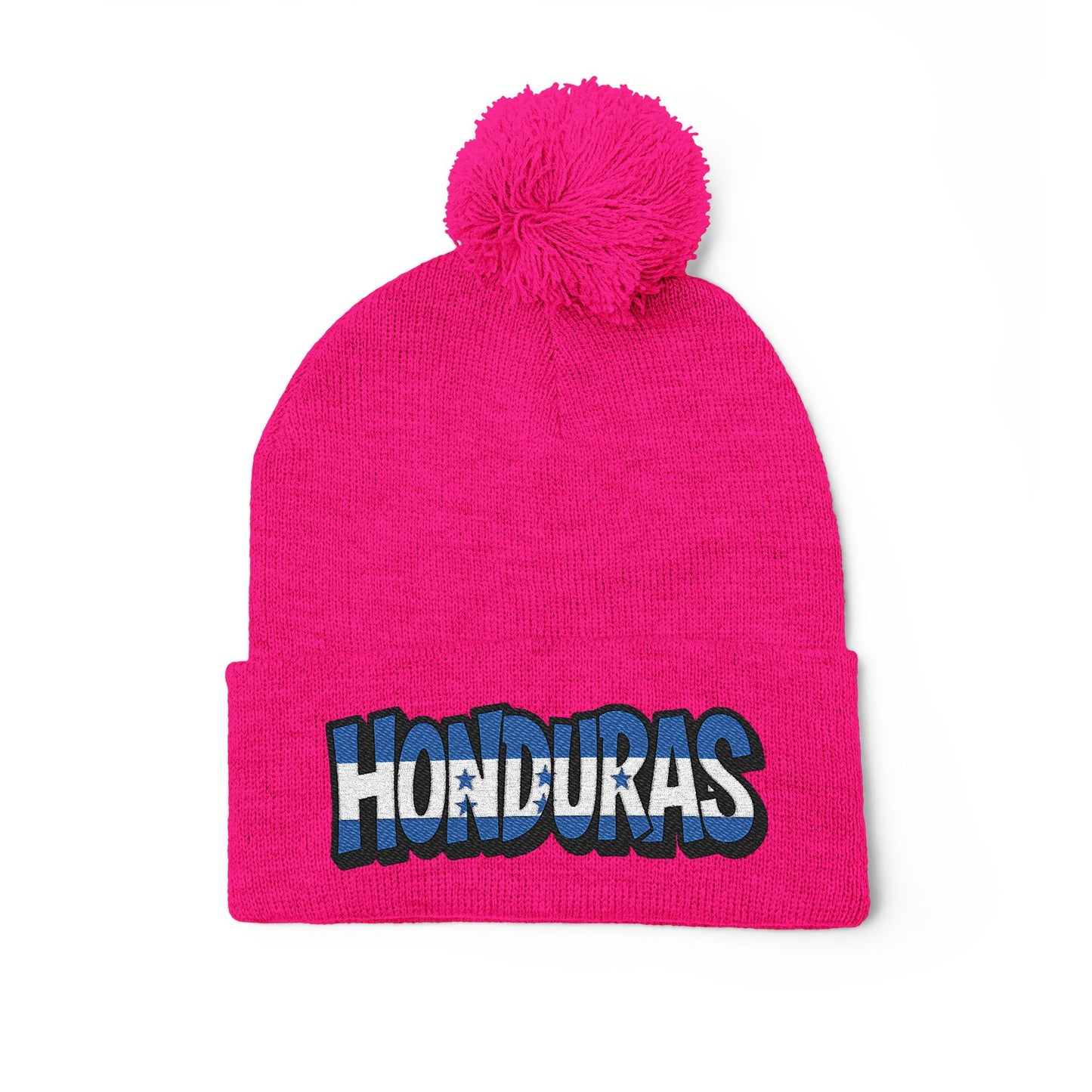 Honduras Embroidered Pom-Pom Knit Cap
