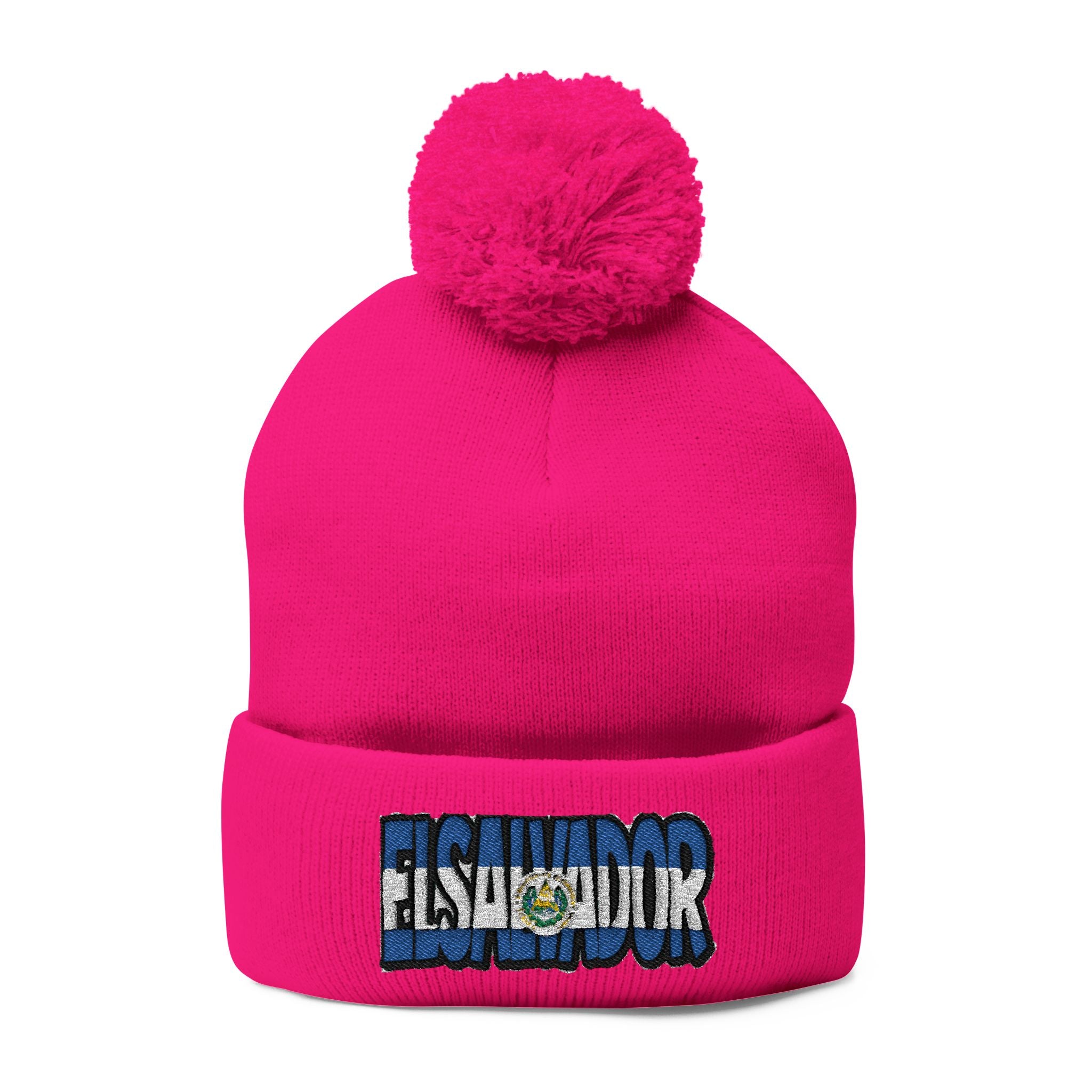 El Salvador Embroidered Pom-Pom Knit Cap