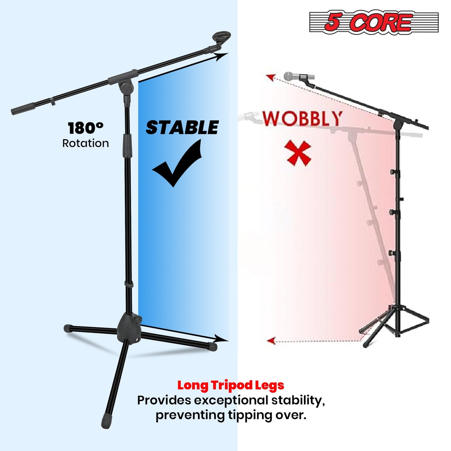 5Core Tripod Mic Stand 2Pcs Adjustable Holder Floor Microphone Boom