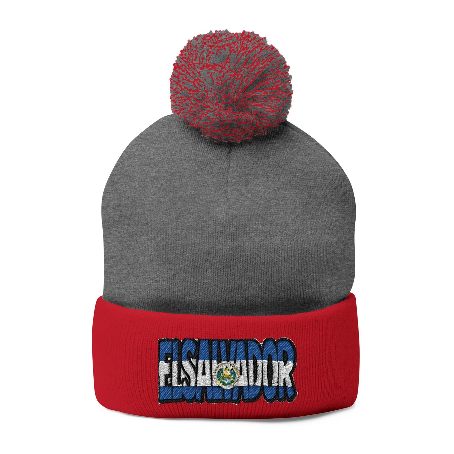 El Salvador Embroidered Pom-Pom Knit Cap