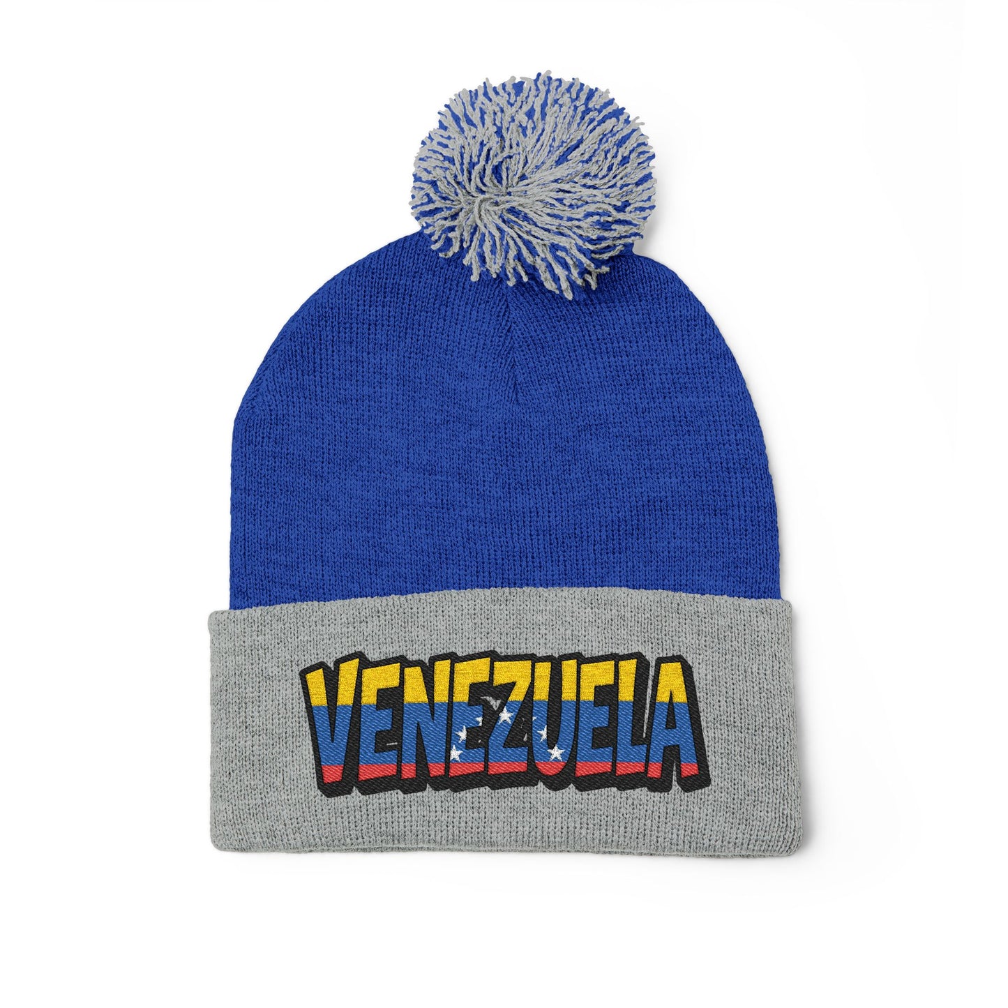 Venezuela Embroidered Pom-Pom Knit Cap