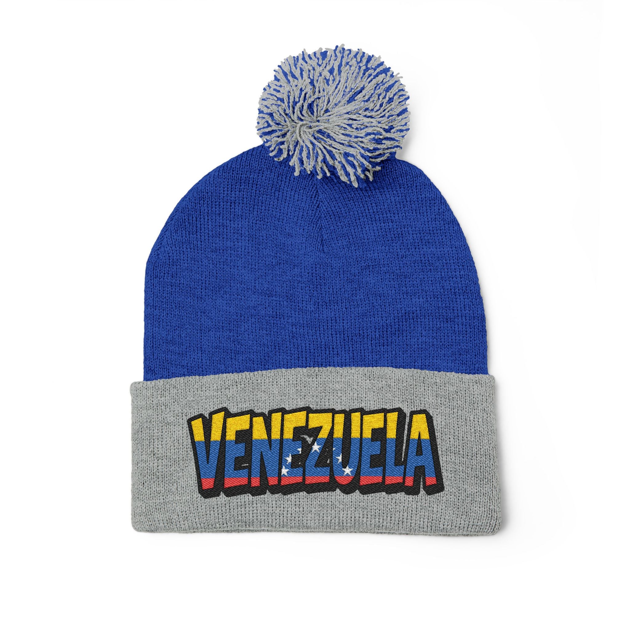 Venezuela Embroidered Pom-Pom Knit Cap