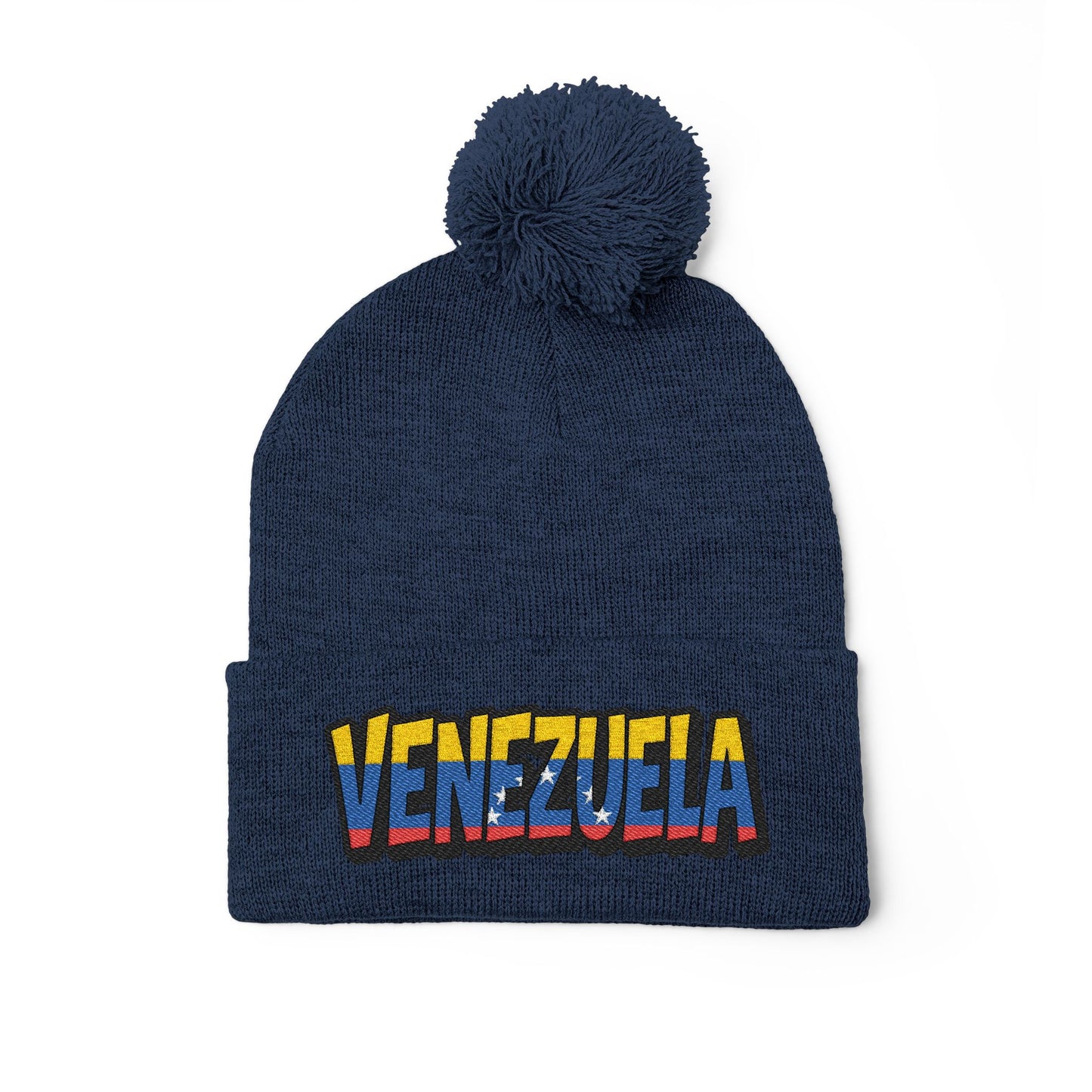 Venezuela Embroidered Pom-Pom Knit Cap