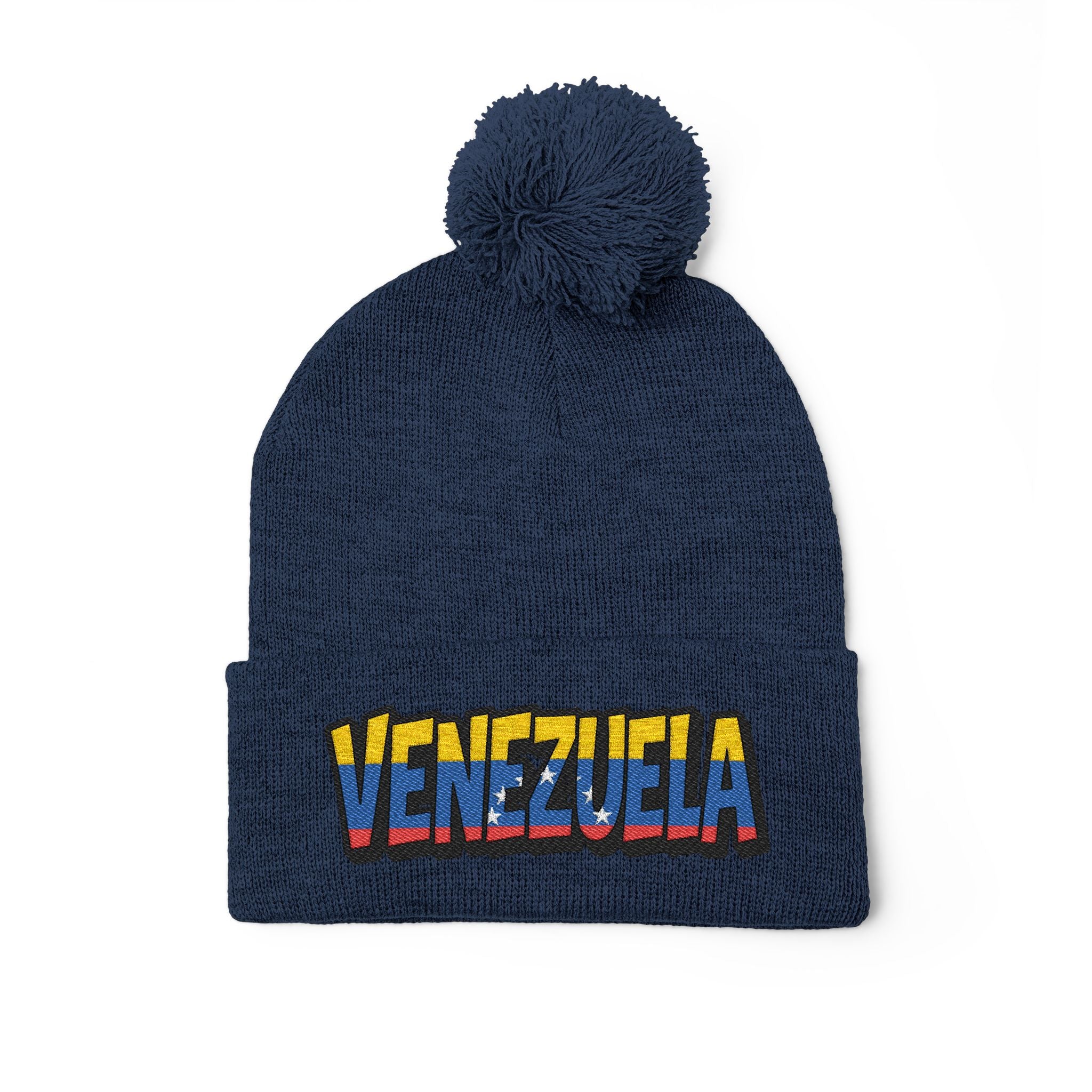 Venezuela Embroidered Pom-Pom Knit Cap