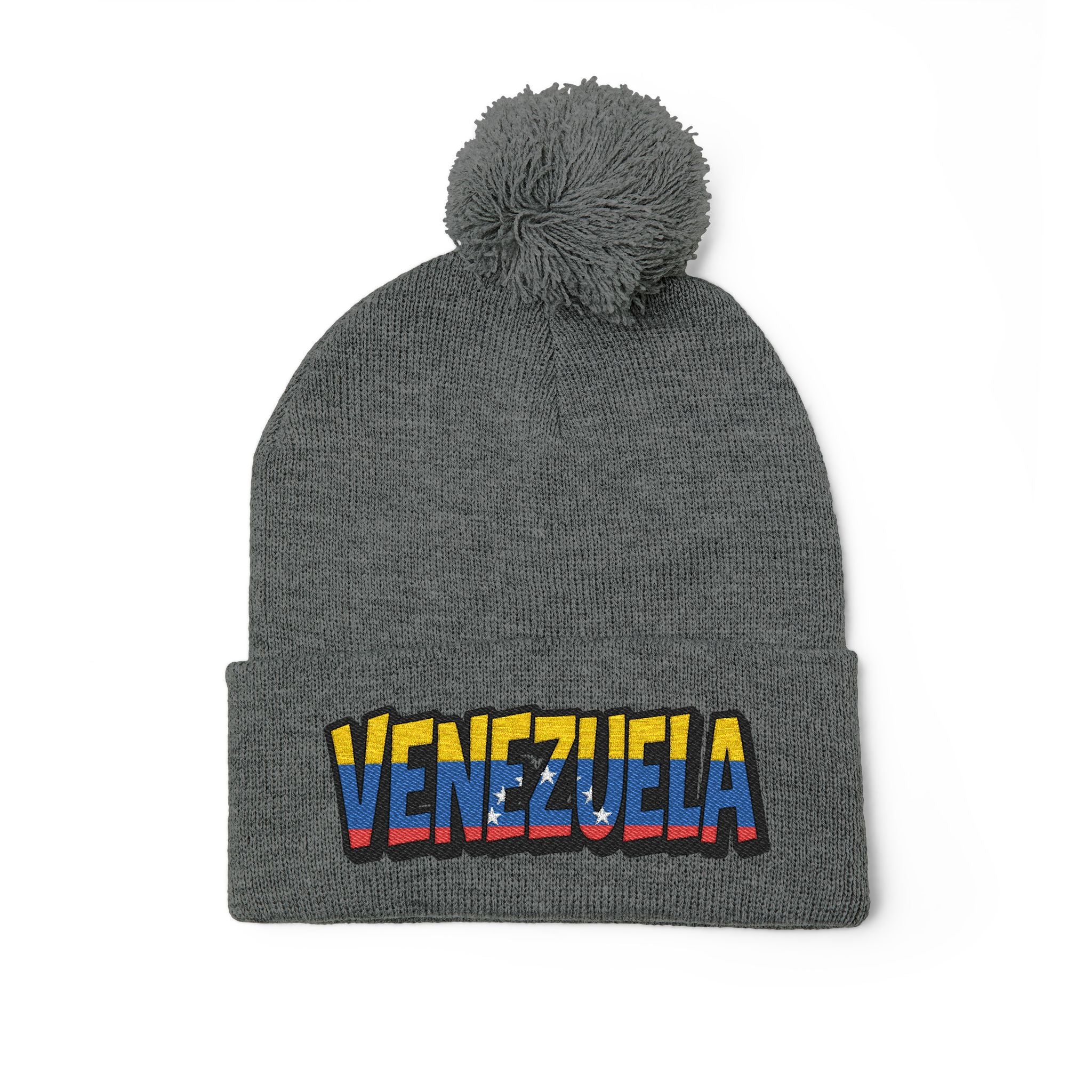 Venezuela Embroidered Pom-Pom Knit Cap