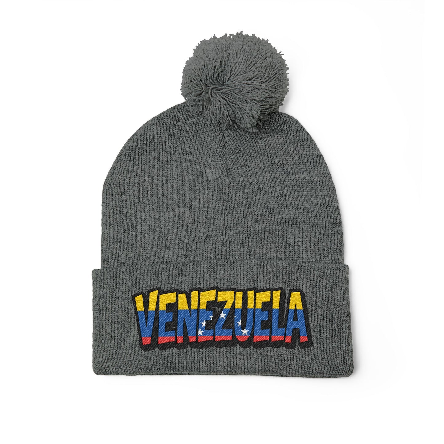 Venezuela Embroidered Pom-Pom Knit Cap