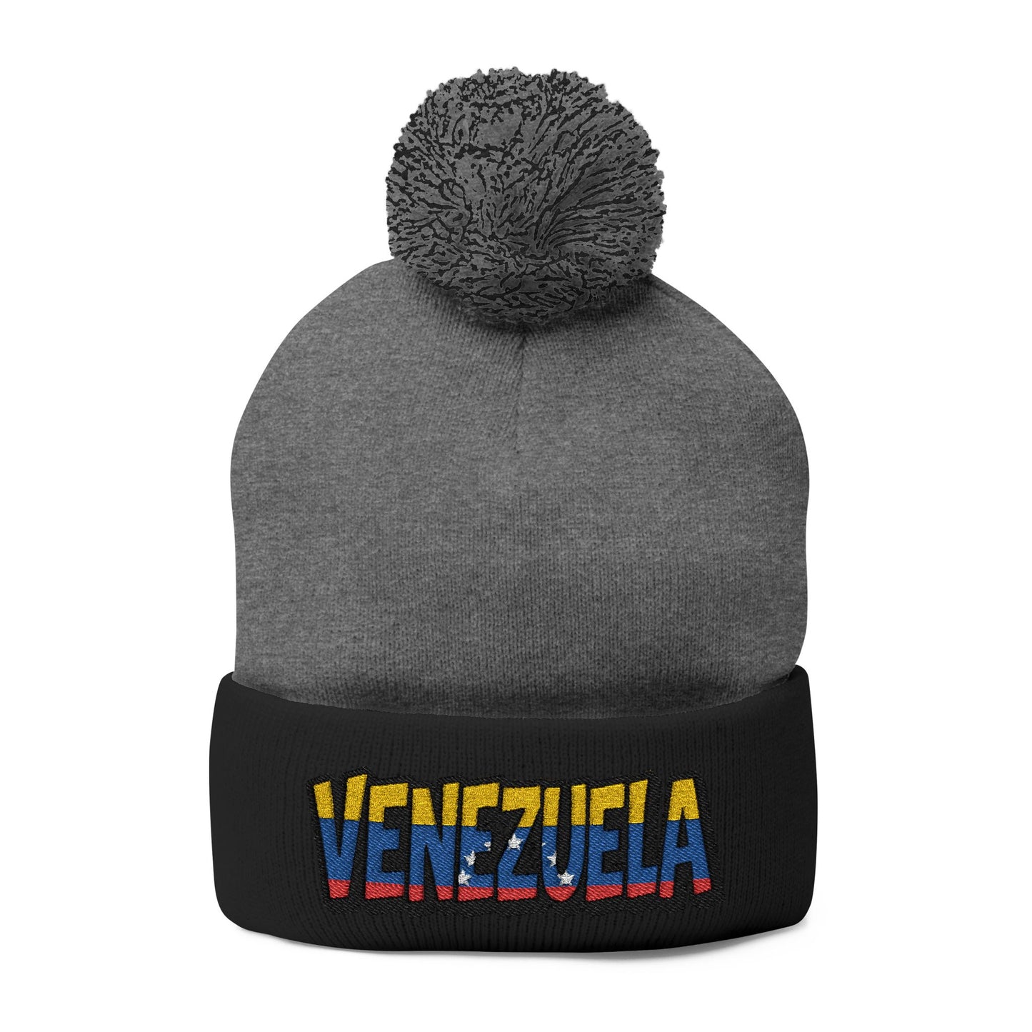 Venezuela Embroidered Pom-Pom Knit Cap