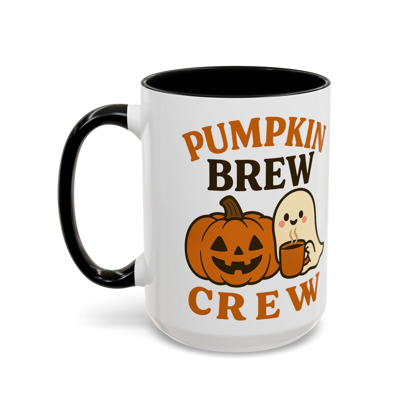 Pumpkin Brew Crew Coffee Mug | Autumn Mug | Halloween Gift | Cozy Kitchen Decor | Coffee Lover Gift, Seasonal Mug, Cute Ghost Mug