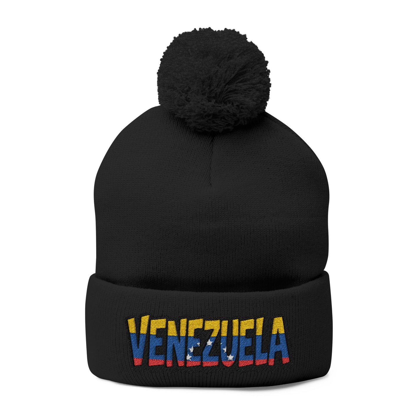 Venezuela Embroidered Pom-Pom Knit Cap