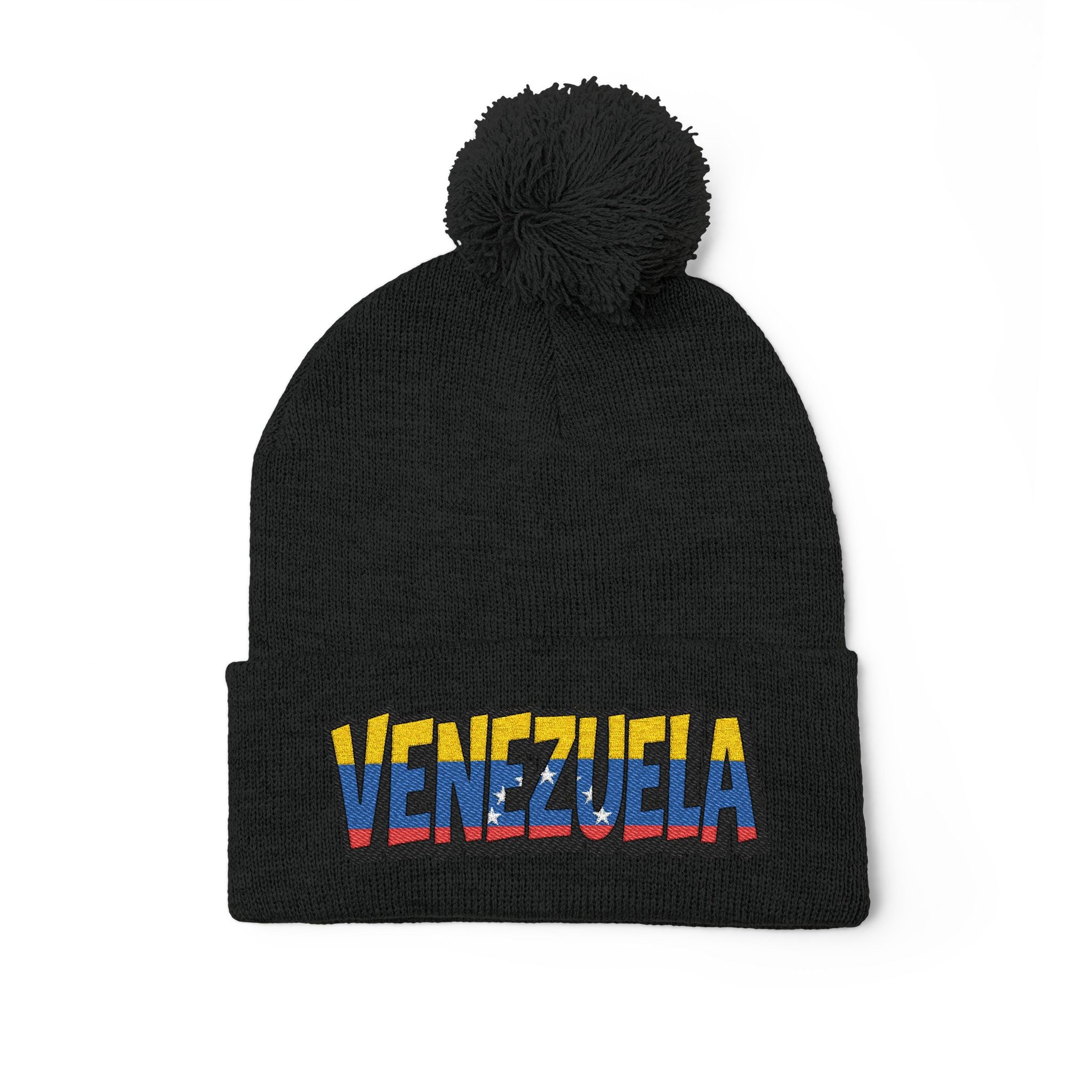 Venezuela Embroidered Pom-Pom Knit Cap