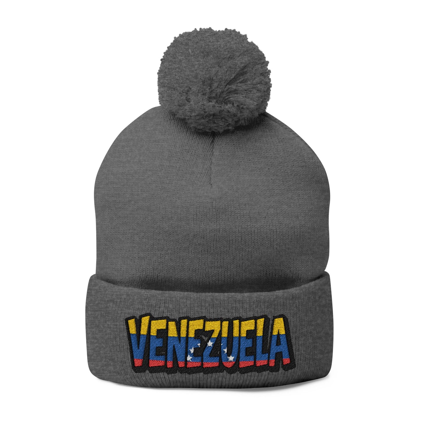 Venezuela Embroidered Pom-Pom Knit Cap