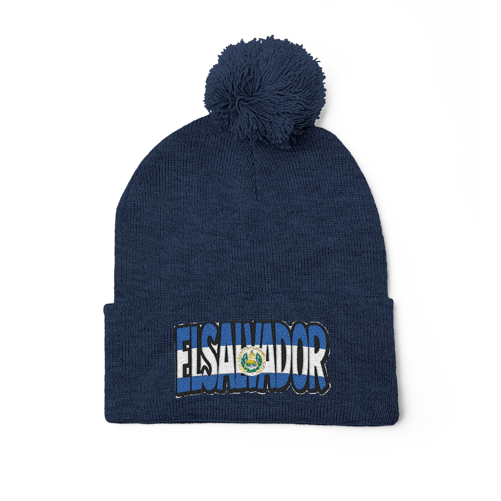 El Salvador Embroidered Pom-Pom Knit Cap