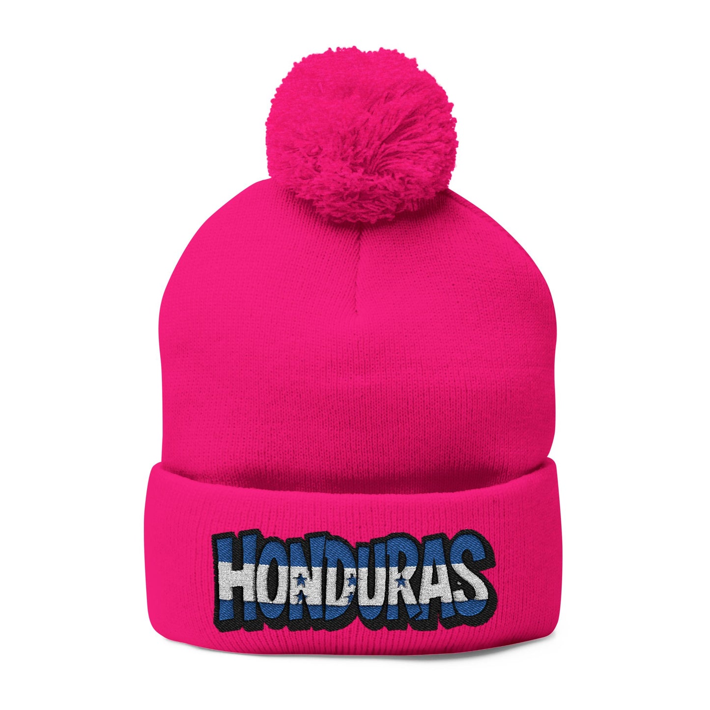 Honduras Embroidered Pom-Pom Knit Cap
