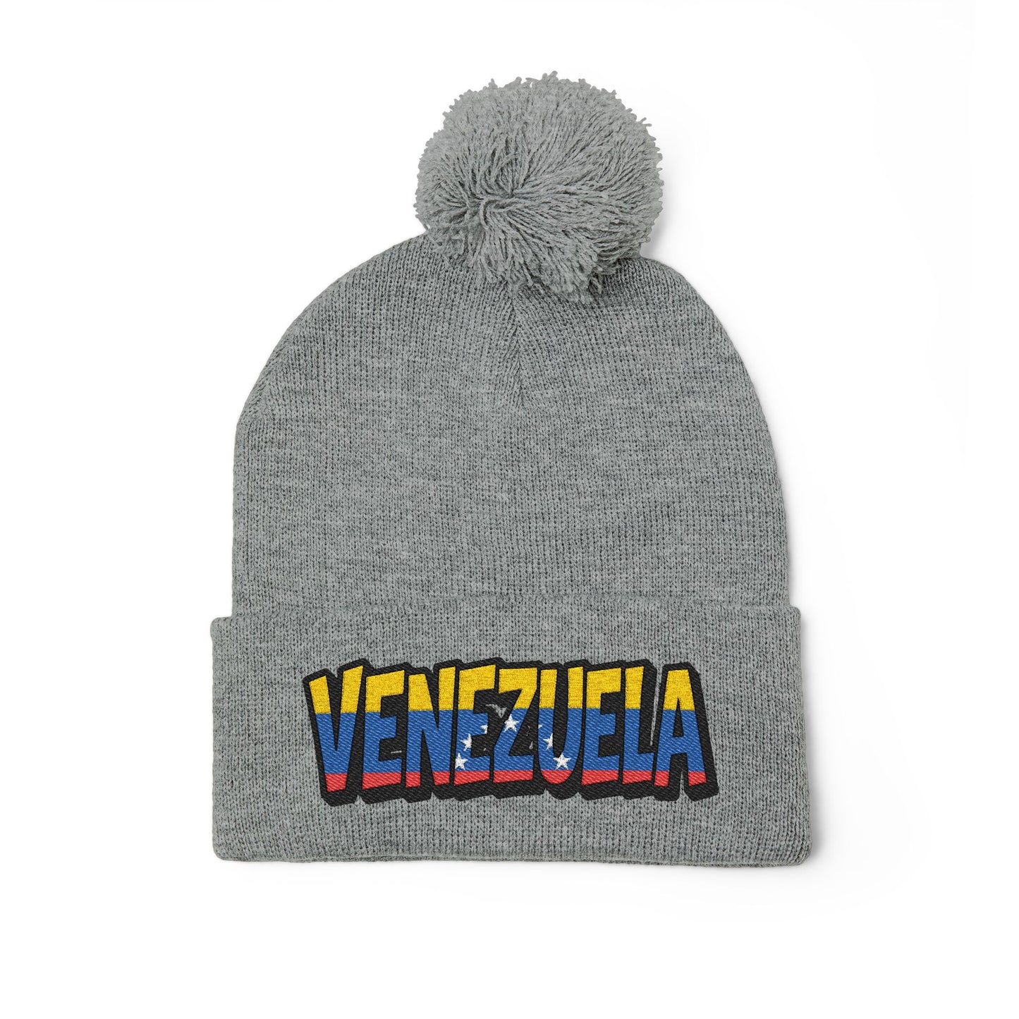 Venezuela Embroidered Pom-Pom Knit Cap