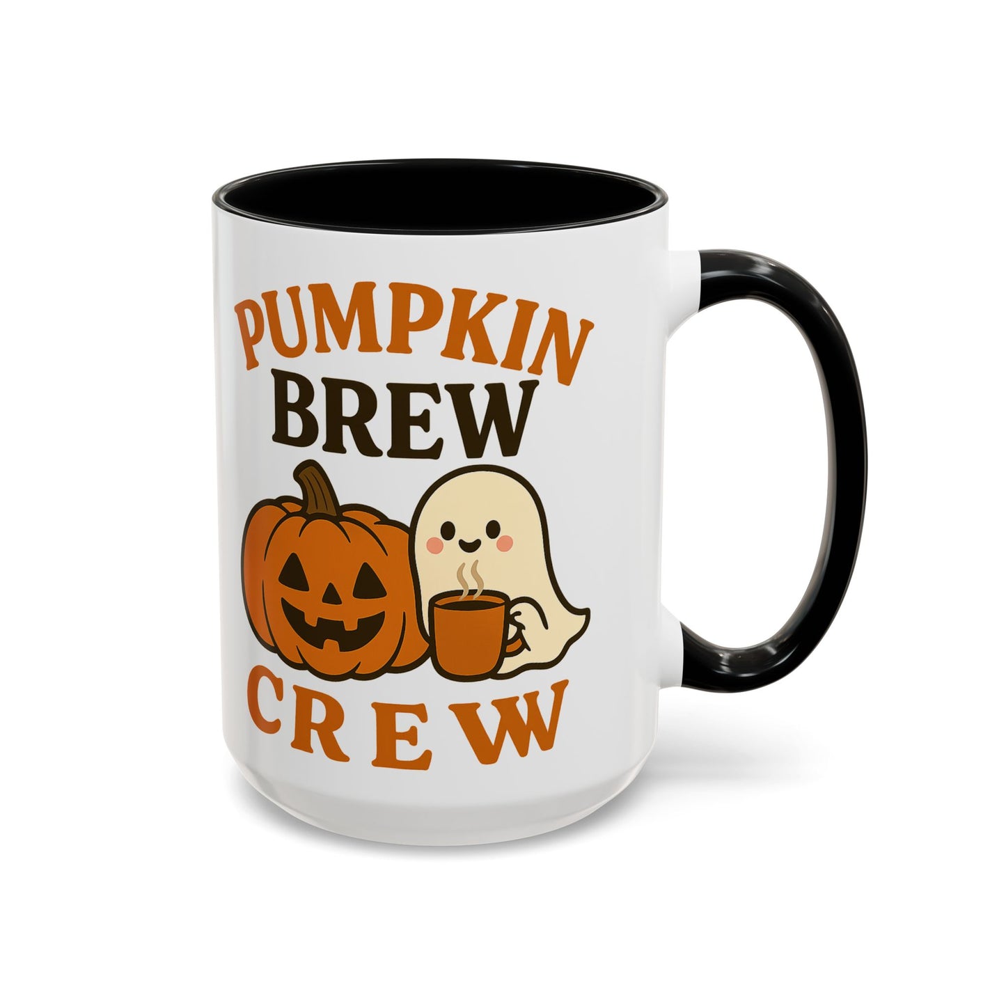 Pumpkin Brew Crew Coffee Mug | Autumn Mug | Halloween Gift | Cozy Kitchen Decor | Coffee Lover Gift, Seasonal Mug, Cute Ghost Mug