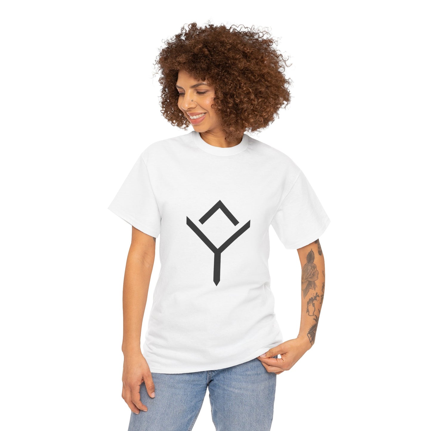 Minimalist Rune Symbol Tee — Positivity & Strength