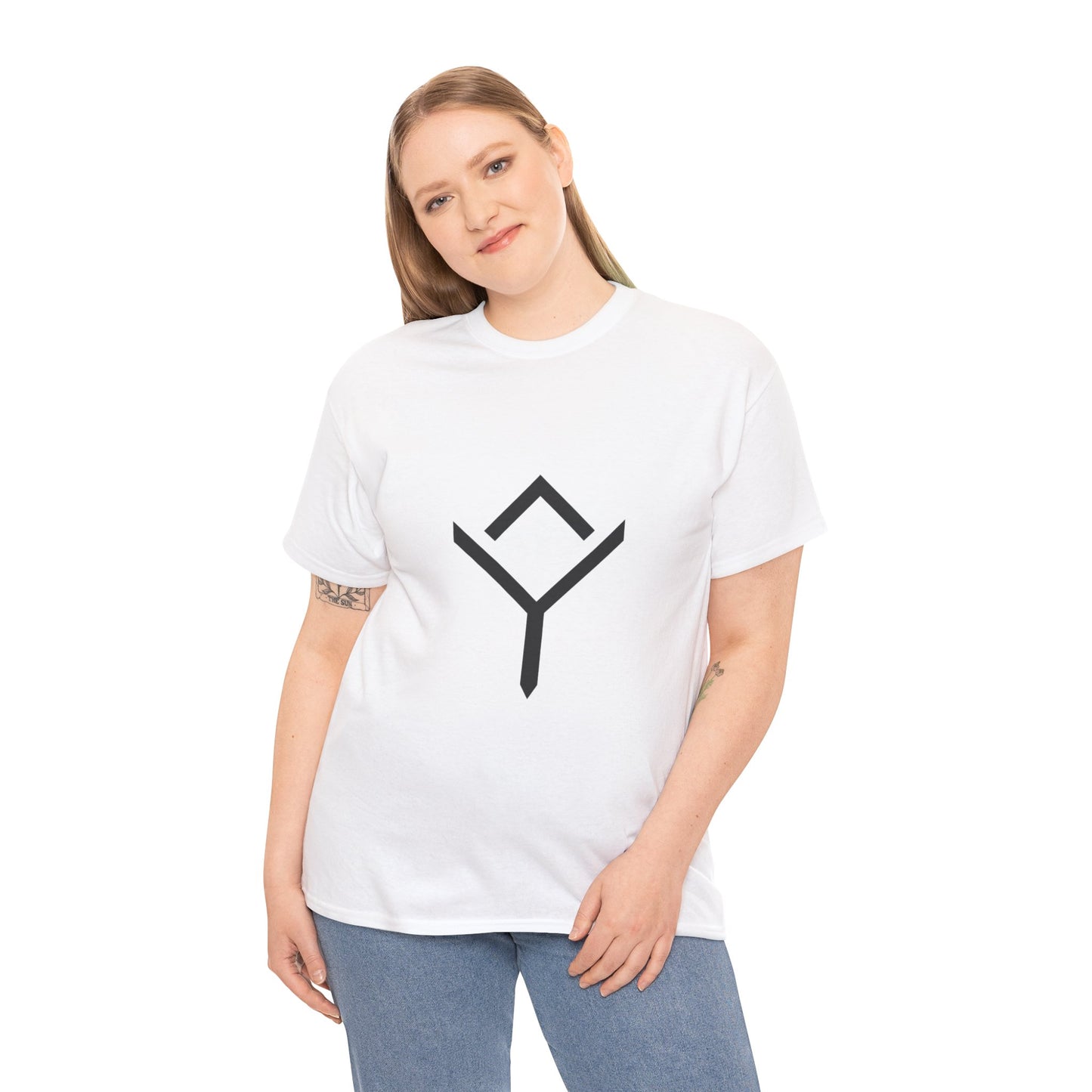 Minimalist Rune Symbol Tee — Positivity & Strength