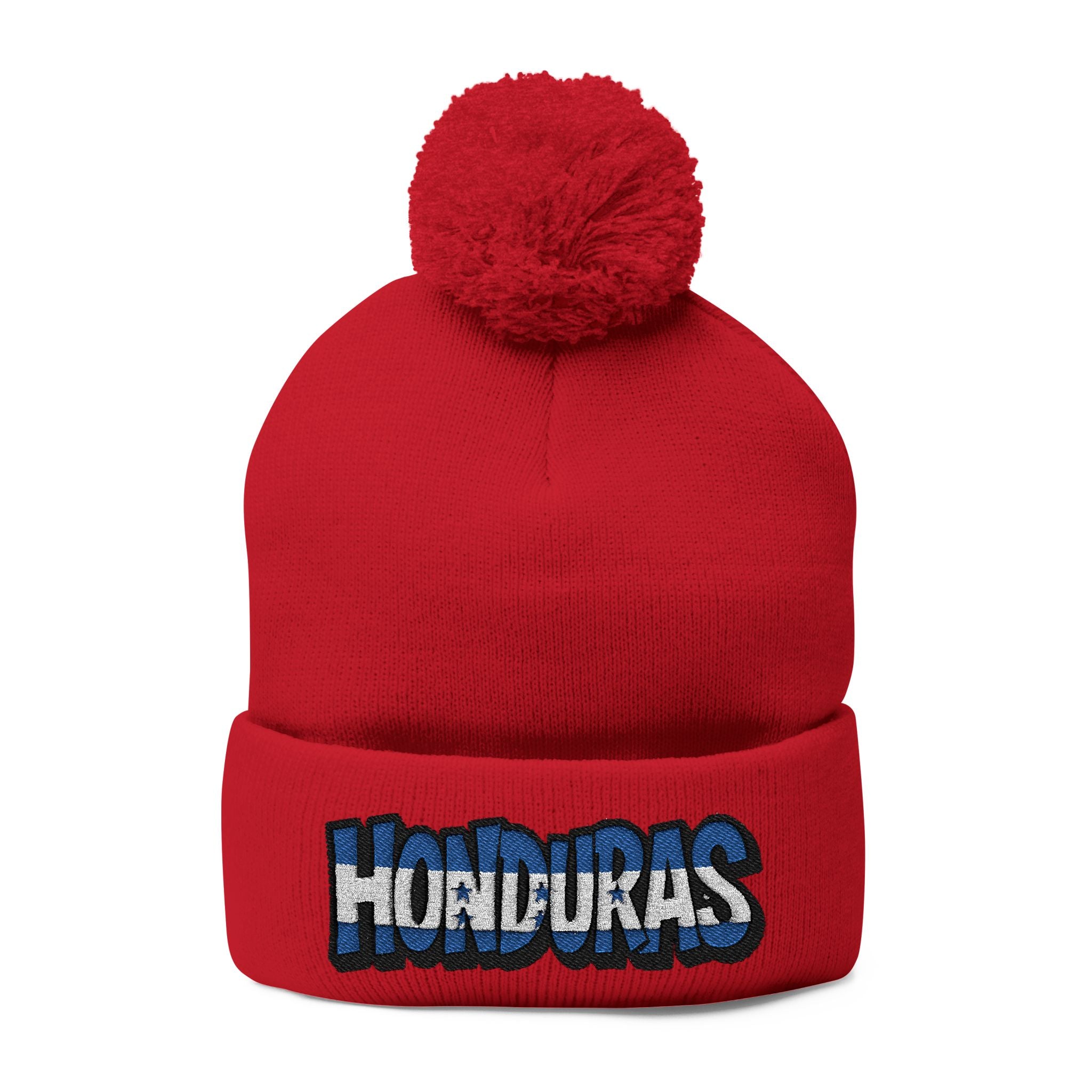 Honduras Embroidered Pom-Pom Knit Cap
