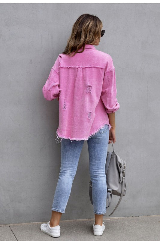 Distressed Tattered Denim Jacket