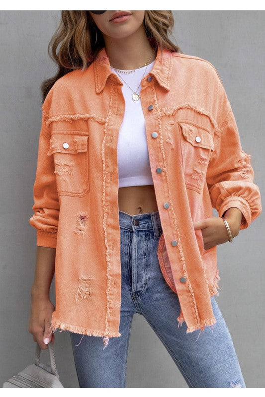 Distressed Tattered Denim Jacket