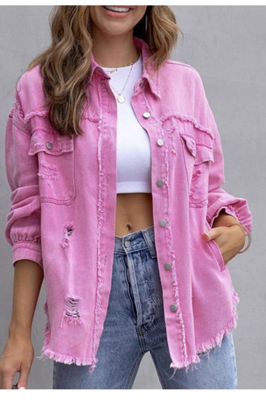Distressed Tattered Denim Jacket