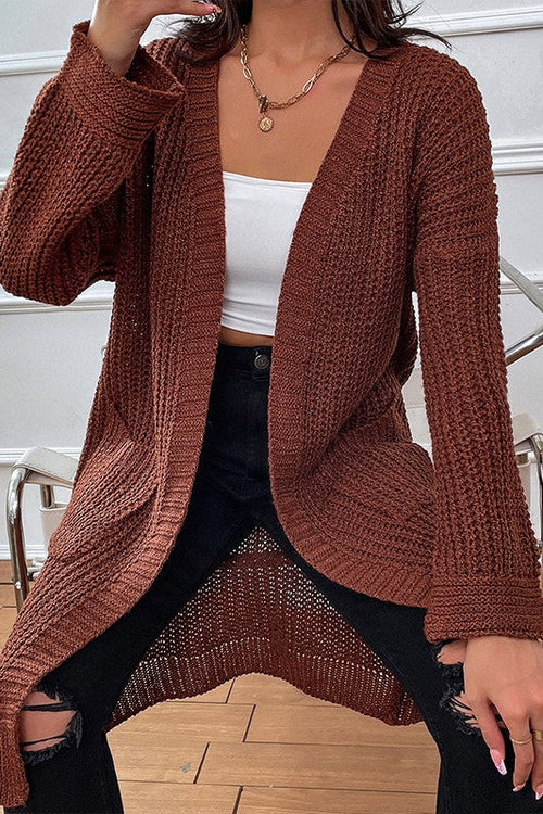 Brown Drop Shoulder Duster Cardigan