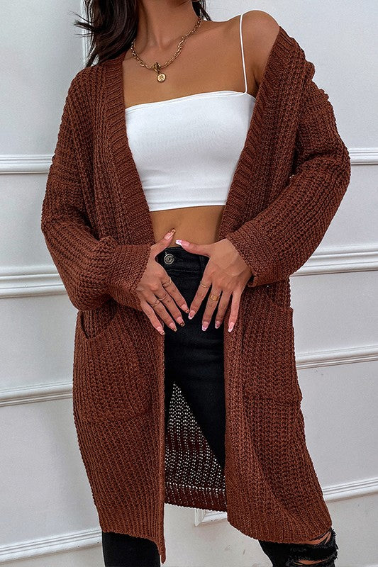Brown Drop Shoulder Duster Cardigan