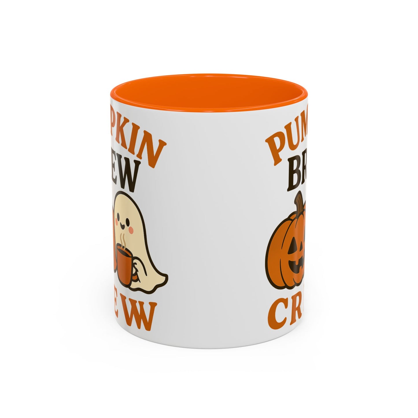 Pumpkin Brew Crew Coffee Mug | Autumn Mug | Halloween Gift | Cozy Kitchen Decor | Coffee Lover Gift, Seasonal Mug, Cute Ghost Mug
