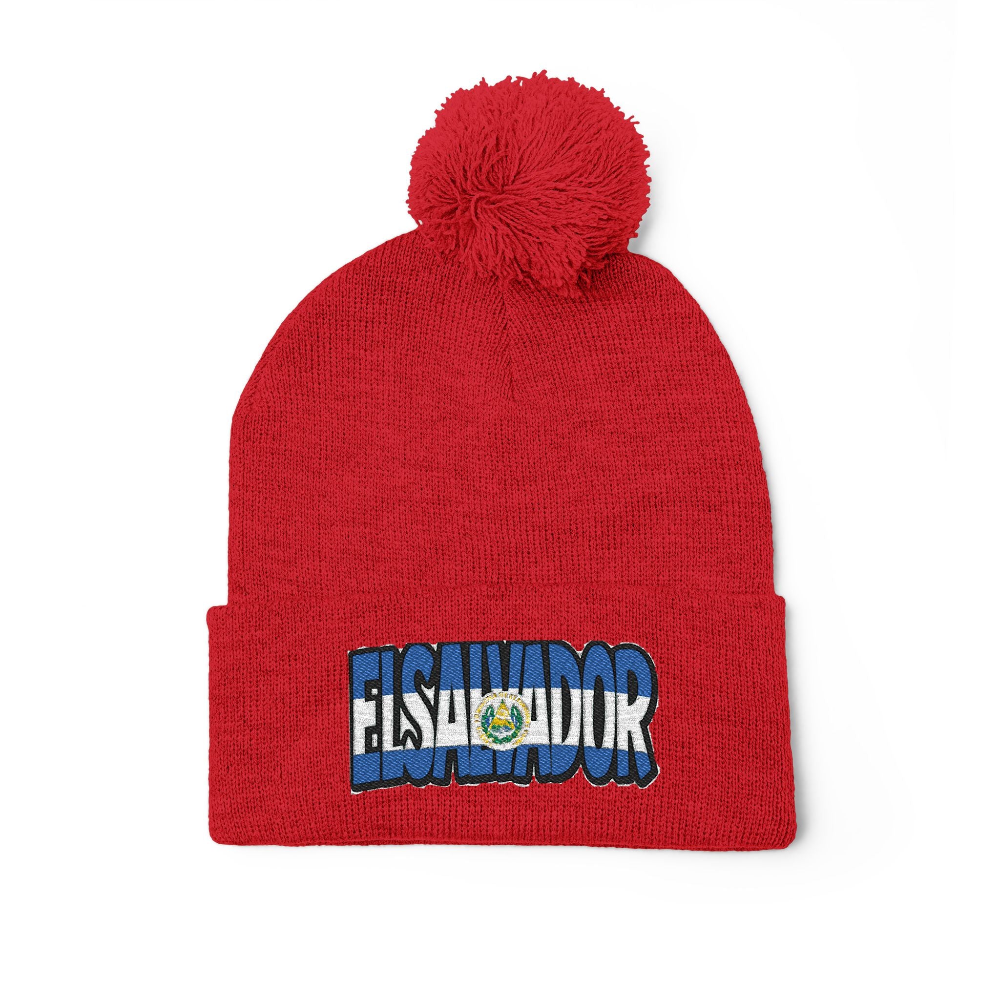 El Salvador Embroidered Pom-Pom Knit Cap