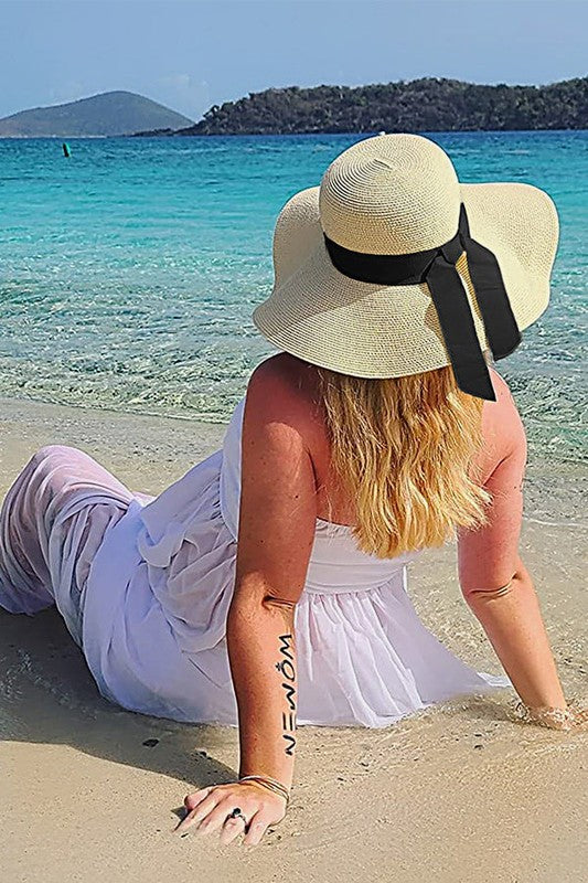 Sun Straw Hat Wide Brim UPF 80 Summer Hat