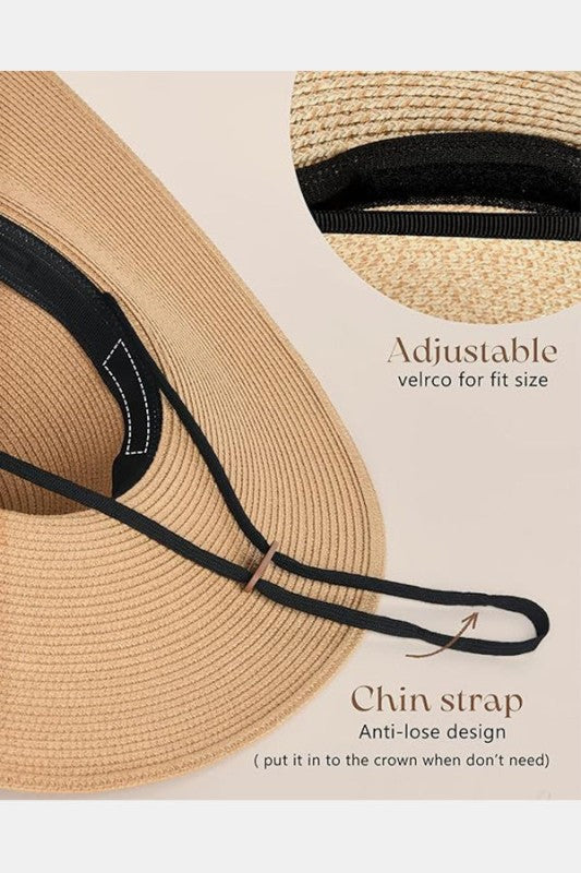 Sun Straw Hat Wide Brim UPF 80 Summer Hat