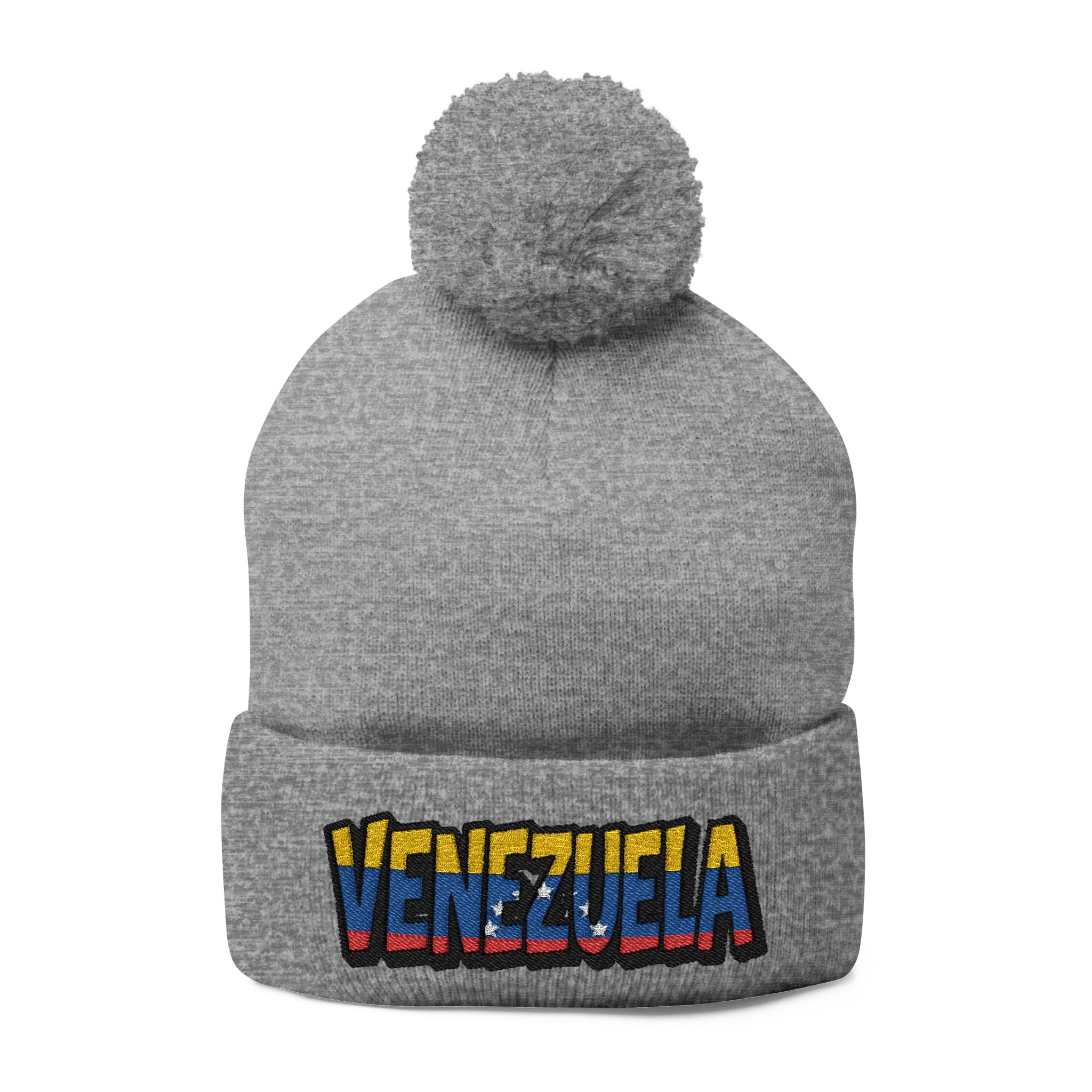 Venezuela Embroidered Pom-Pom Knit Cap