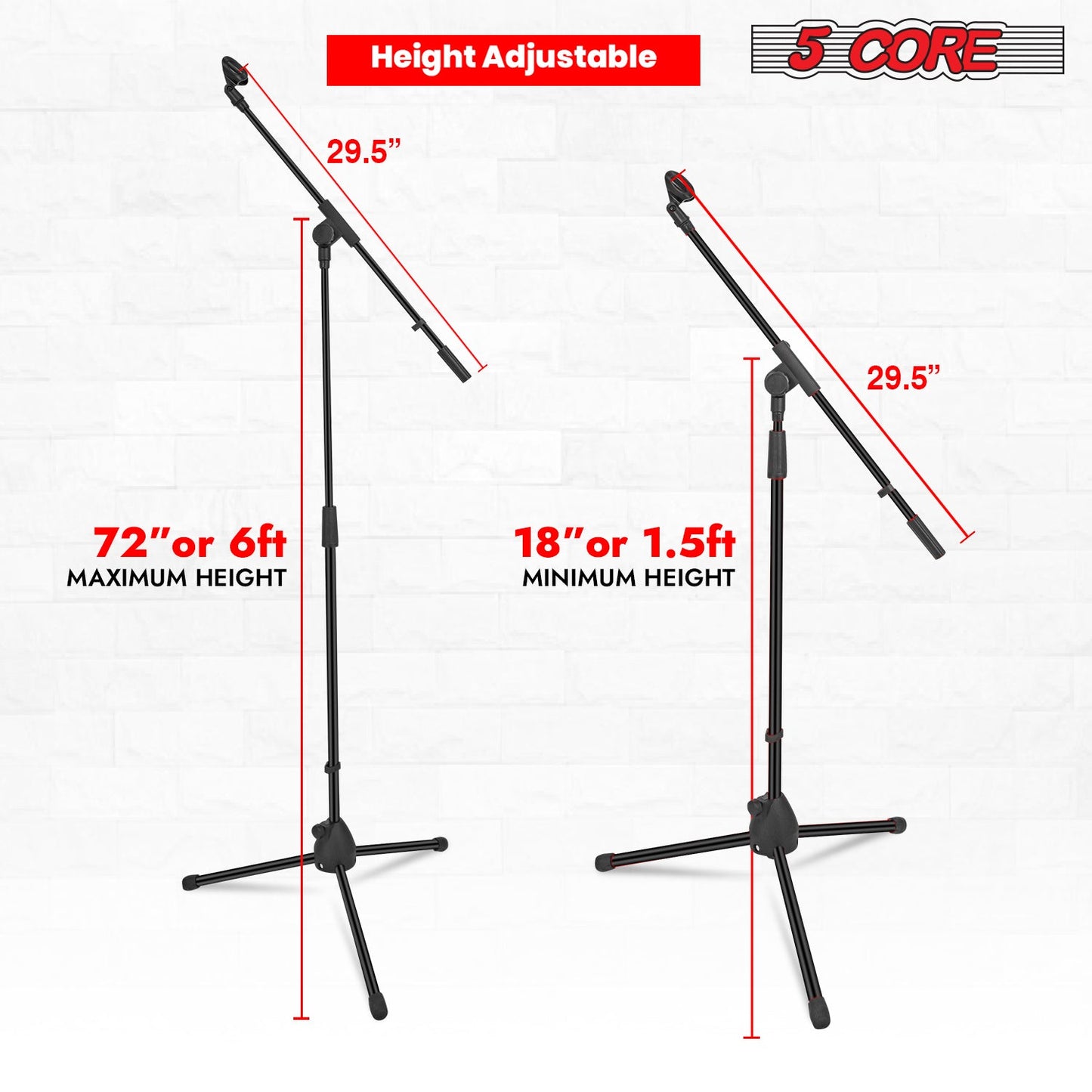 5Core Tripod Mic Stand 2Pcs Adjustable Holder Floor Microphone Boom