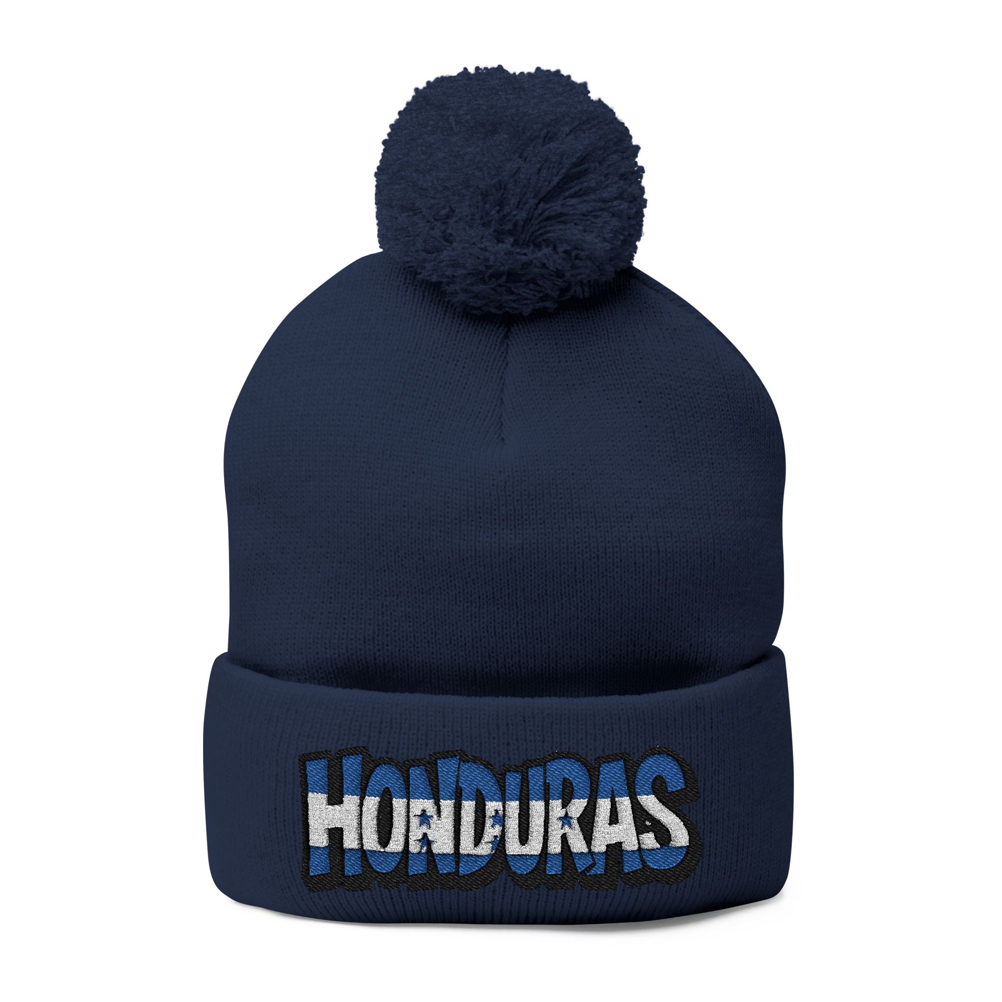 Honduras Embroidered Pom-Pom Knit Cap