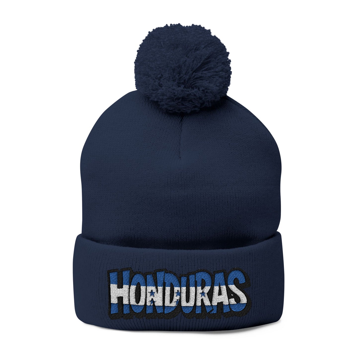 Honduras Embroidered Pom-Pom Knit Cap