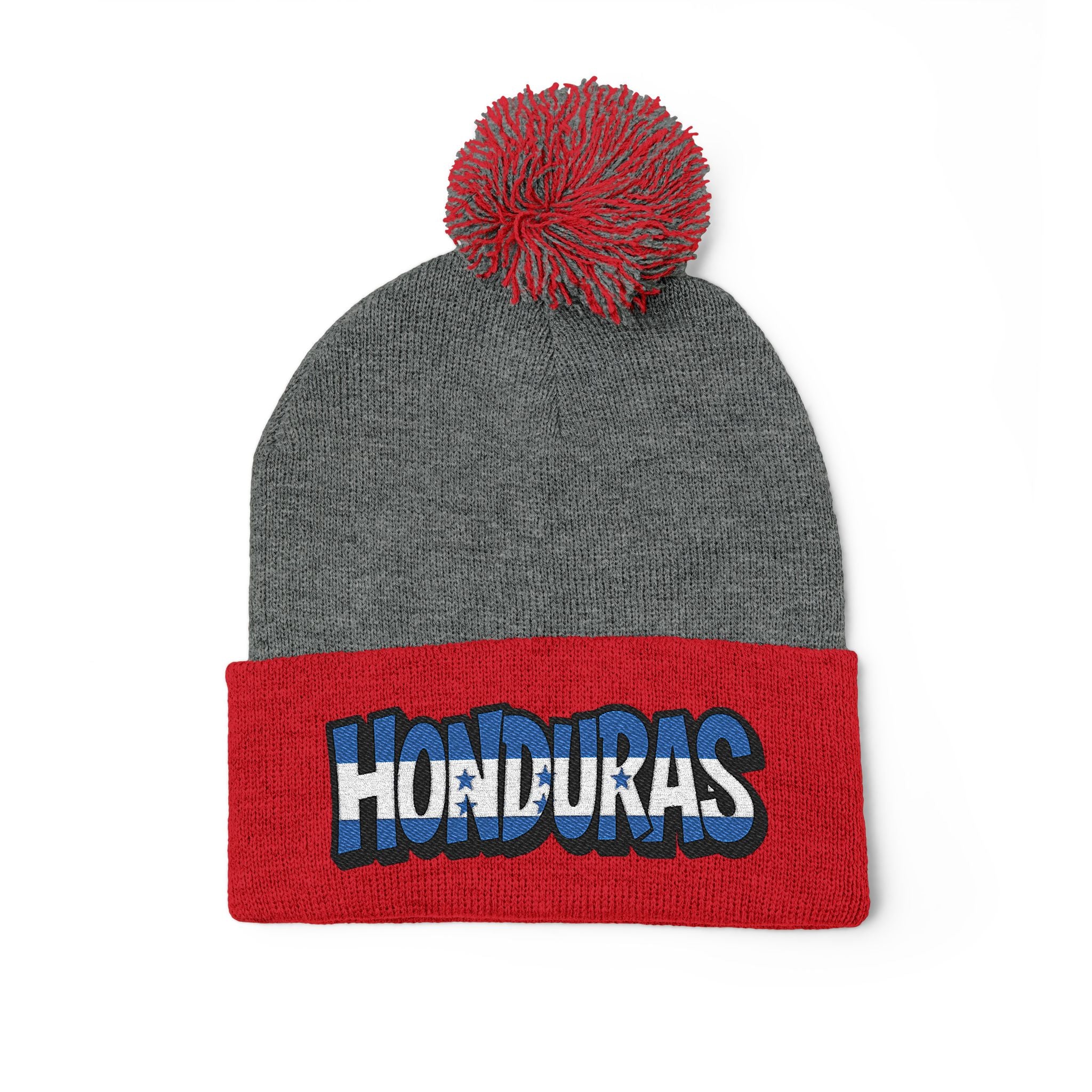 Honduras Embroidered Pom-Pom Knit Cap
