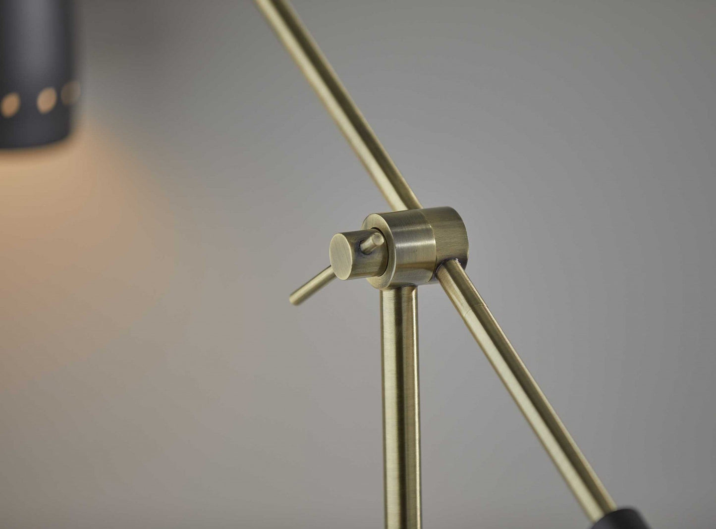 32" Black And Gold Metal Desk Lamp With Cinched Cone Shade