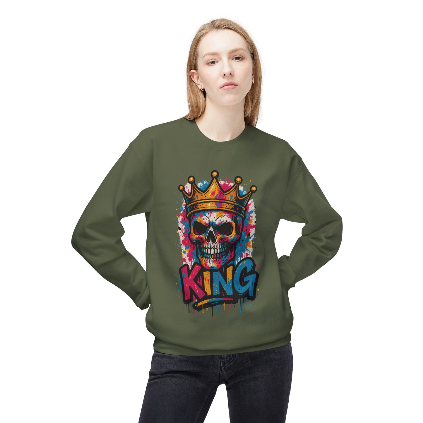 Skull King Fleece Crewneck Sweatshirt