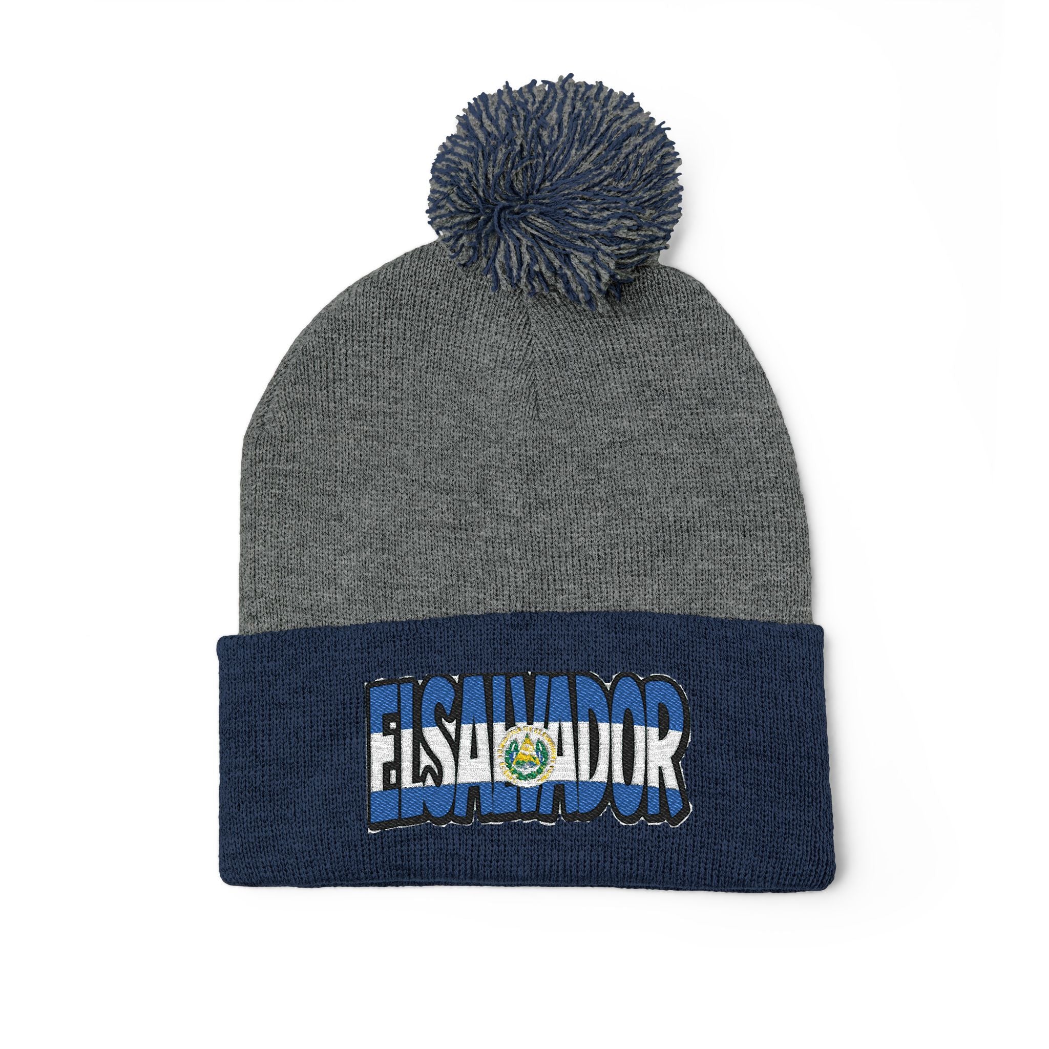 El Salvador Embroidered Pom-Pom Knit Cap