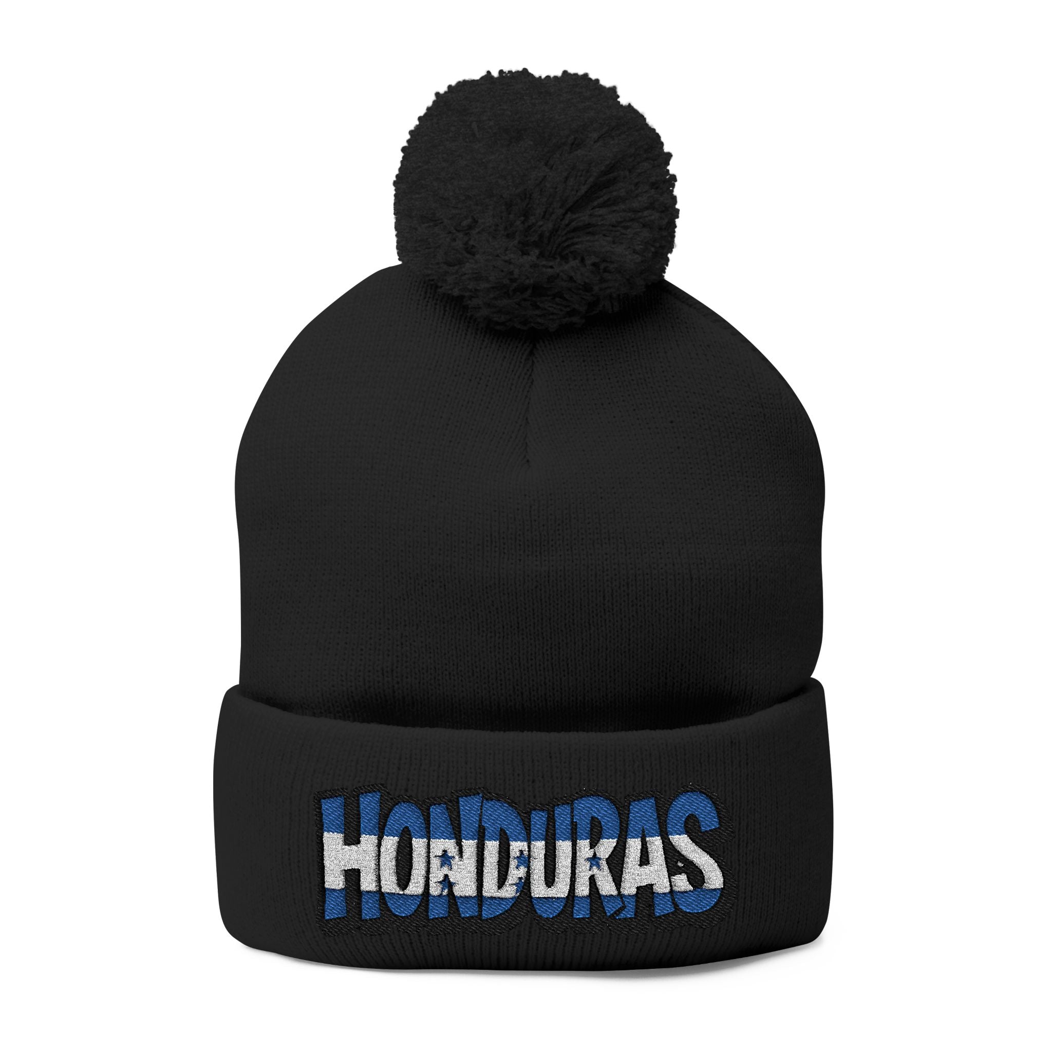 Honduras Embroidered Pom-Pom Knit Cap