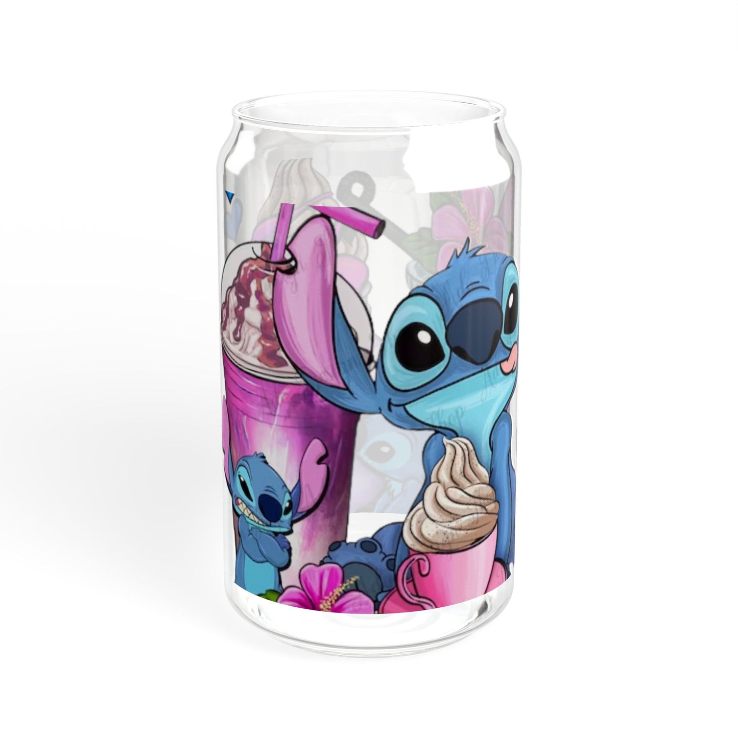 Whimsical Sipper Glass, Lilo & Stitch Floral Drinkware