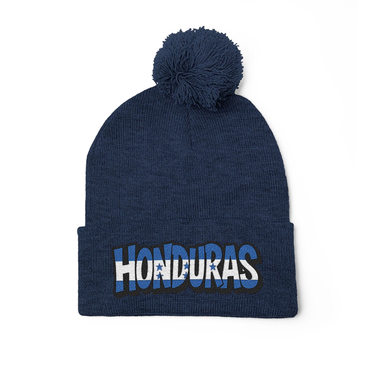 Honduras Embroidered Pom-Pom Knit Cap
