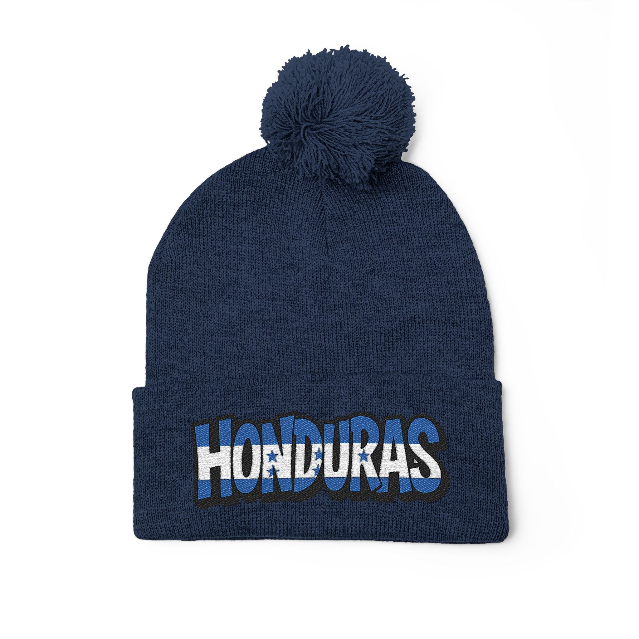 Honduras Embroidered Pom-Pom Knit Cap