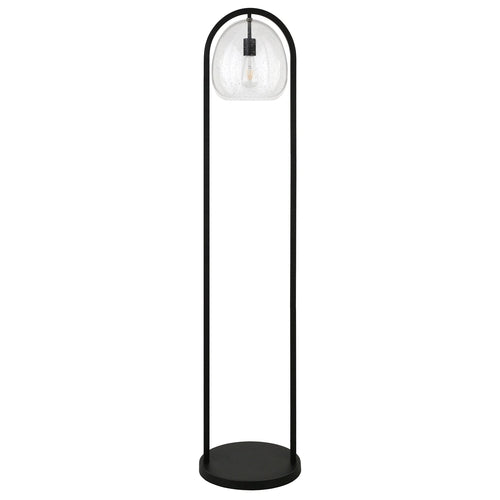 65" Black Column Floor Lamp With Clear Seeded Glass Globe Shade